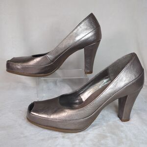 Aerosoles A2 Big Ben Shoes Womens 8.5 M Gold Pumps Heels Open Toe